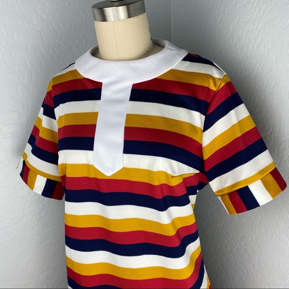 Vintage 60’s/70’s Mod Striped Tunic Top Mini Dress - Picture 3 of 6